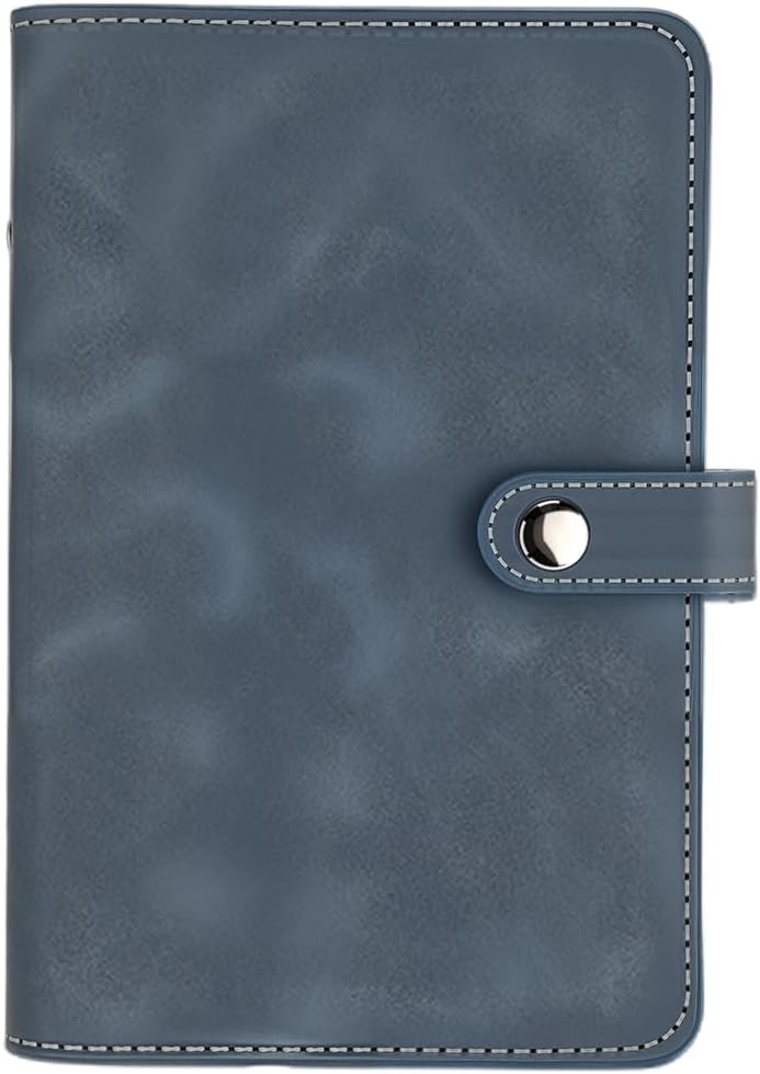 CALFOVERA Refillable A6 PU Leather Binder Cover Soft Cover Leather Travel Journal Notebook Protector Folder 6 Ring Loose Leaf Planner Binder with Divider Pocket for Meeting Filler Paper Cash(Blue) - Image 1